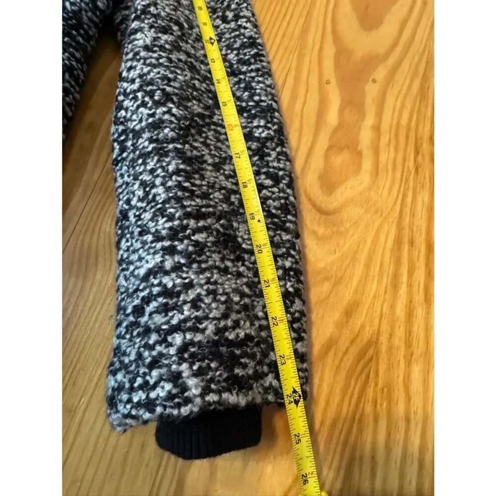 J. Crew Coat Italian Wool Lodge Zip Up in Boucle Speckled Black White Women’s 4